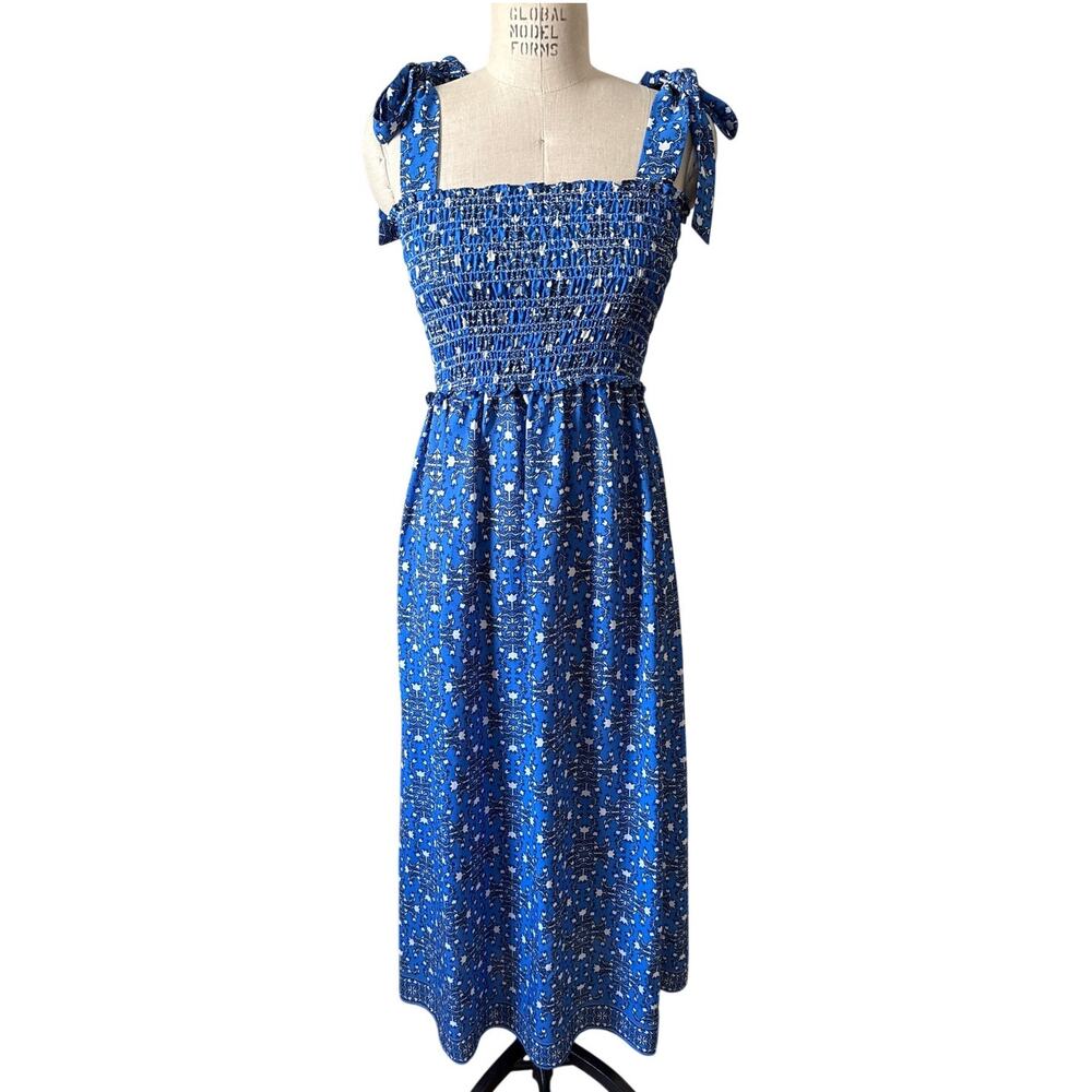 Max Studio Midi Sundress in Blue Print Size Medium